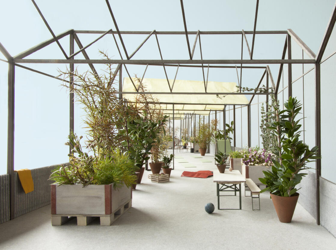 Ansicht Dachgarten Modell Conen Sigl